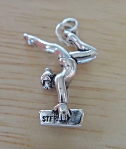 Sterling Silver 3D 24x15mm Balance Beam Gymnastics Girl Charm! - Picture 1 of 3