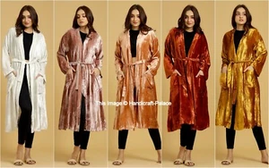 5 PC Lot Luxurious Crushed Velvet Dressing Gown Long Kimono Jacket Indian Coat - Picture 1 of 8