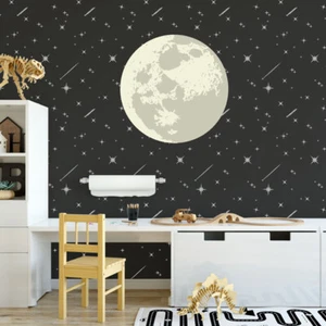 Weltraum Thema Wand Wandbild Stempel Inkl. 2 Schicht Moon & Stars DIY Dekor - Picture 1 of 8