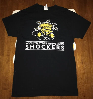 Gildan Wichita State Shockers T-shirt Adult Size Small Black 100% Cotton NCAA - Image 1 of 4