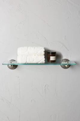 Anthropologie Estante IMPRESIÓN FLORAL Vidrio Latón Plata 19" Albornoz Redondeado Nuevo con Etiquetas Foto 1 de 3