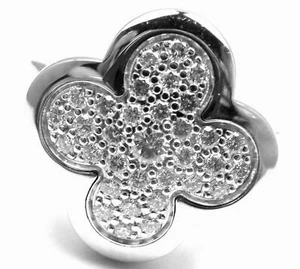 Authentic! VAN CLEEF & ARPELS VCA 18k White Gold Diamond Pure Alhambra Ring - Picture 1 of 10