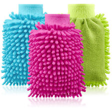 Produktbild - 3x Waschhandschuh für Kfz und Haushalt - Microfaser-Handschuh -