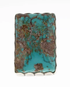 9 - High Grade Natural Royston Turquoise Ring By Navajo Artist Ella M. Linkin - Picture 1 of 4