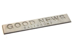 GUTE NACHRICHTEN SALISBURY Fahrzeughändler Schild Emblem Abzeichen Metall 150 mm - Bild 1 von 3