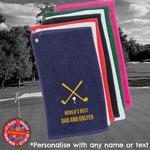 Toalla de golf bordada personalizada regalo del día del padre unisex - Imagen 1 de 3