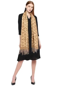 "Chal de diseño reversible para mujer de Cachemira estola envolvente beige 80 x 28""" - Imagen 1 de 5