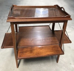 Tavolino  Bar estensibile, con vassoio, in mogano, filettato, Inglese fine’800 - Foto 1 di 10