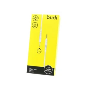 Câble audio auxiliaire coudé Jack 3.5 mm / Jack 3.5 mm Budi M8J150X90-WHT - Imagen 1 de 2