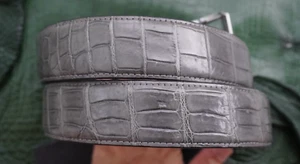 W 1.5" No Jointed - Gray Real Croco Belly Leather Skin Men's Belt #G46 - Imagen 1 de 16
