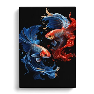 Quadro con cornice stampa arte gotica pesce combattente siamese n.3 tela wall art decorazione - Foto 1 di 4