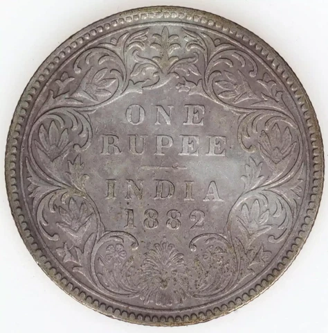 1882 Indian Silver RUPEE  XF Type I Reverse Cover