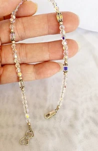 925 Sterling Silver Crystal/ Silver Bead Hearts Anklet - Picture 1 of 5