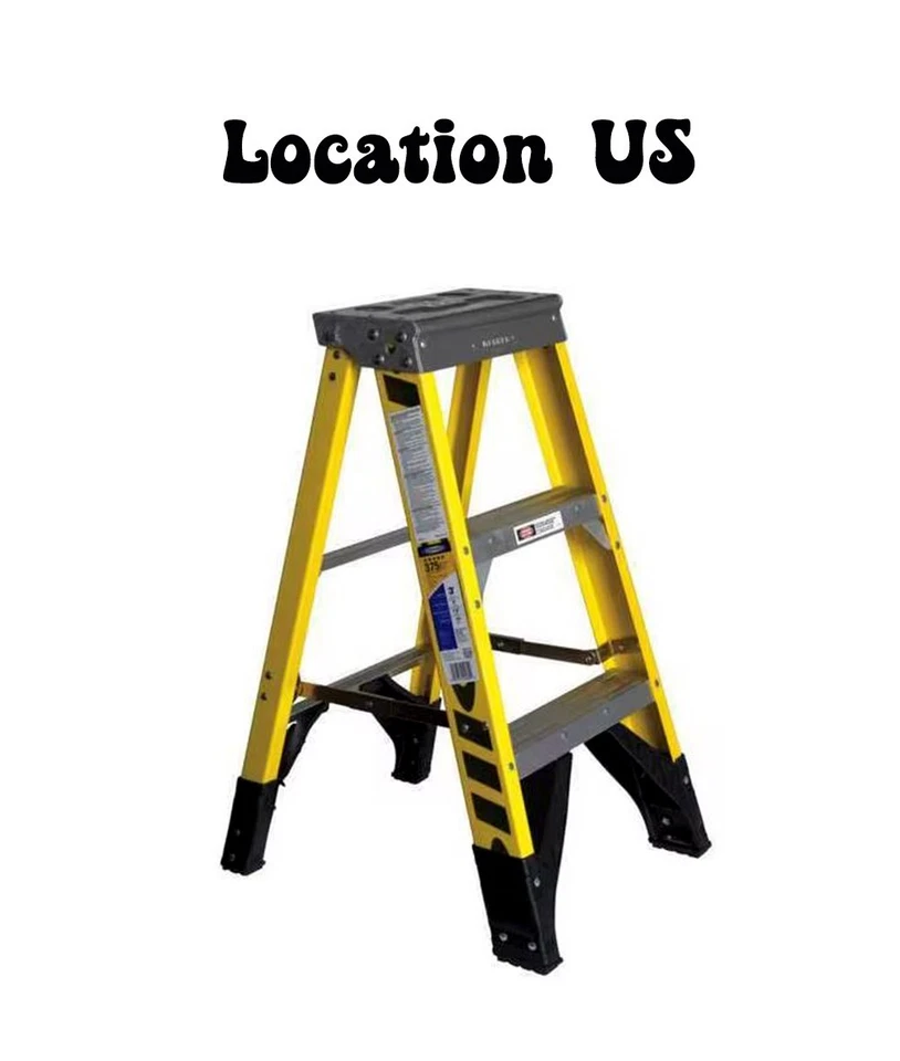 Escalera de fibra de vidrio amarilla Werner de 3 pies 375 lb. Clasificación de servicio IAA tipo carga Foto 1 de 1