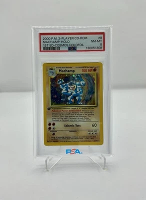 2000 POKEMON 2-PLAYER CD-ROM STARTER SET 1ST ED COSMOS FOIL MACHAMP-HOLO PSA 8 - Image 1 of 2