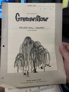 M Advance Artist Sheet Music from GREENWILLOW ‘Never Will I Marry’ ’ - Picture 1 of 1