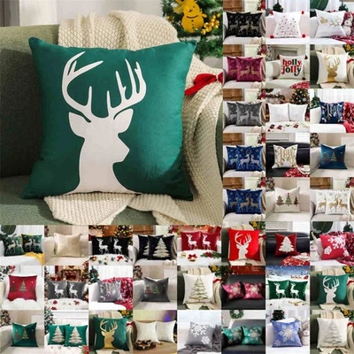 美国圣诞树驯鹿靠垫套圣诞枕套沙发家居装饰 18 — 第 1/4 张图片