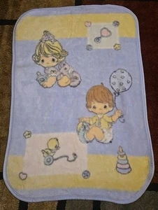 Vintage Precious Moments Baby Blanket PlushThrow Soft Boy Girl Toys Balloon Blue - Picture 1 of 10