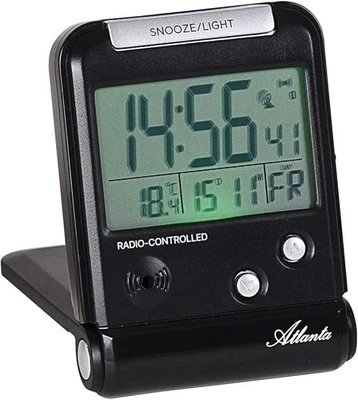 Atlanta Funk Reise Wecker Digital Alarm Licht Datum Temperatur Klappetui 1806 - Bild 1 von 4