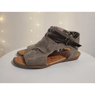 Blowfish Malibu Bella Open Toe Fabric Bootie Sandals Womens Size 8 Brown Tan - Image 1 of 4