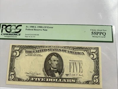 PCGS5 dólares error 1988 una opción por encima nuevo 55PPQ falta sobreimpresión Foto 1 de 2