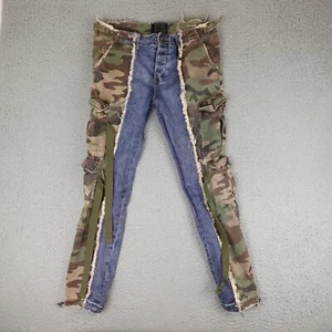 Valabasas Jeans Mens 34x30 Camo Denim Cargo Stacked Straps Hip Hop Grunge Y2K - Picture 1 of 15