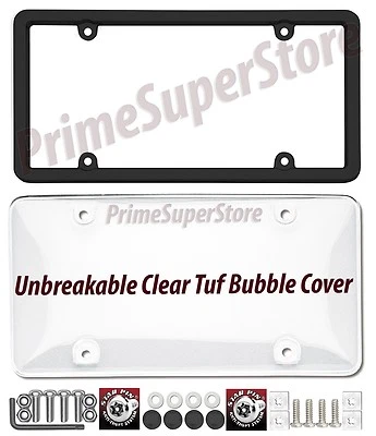 黑色车牌架和牢不可破聚碳酸酯气泡透明罩 — 第 1/3 张图片