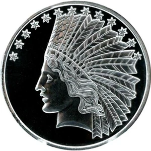 Lingotes de plata fina Troy OZ .999 CABEZA INDIA REDONDA BU - Imagen 1 de 4