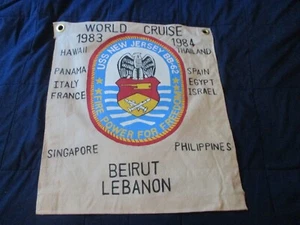 1980 USN EE. UU. NUEVA CAMISETA ACORAZADO CRUCERO MUNDIAL BEIRUT BAR LISTO HABITACIÓN BANDERA - Imagen 1 de 3