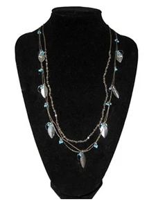 Collar colgante de hoja turquesa en tono plateado - Imagen 1 de 1