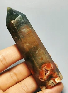 A Natural Moss Agate Tower Wand Obelisk Crystal Reki Charged - Picture 1 of 10