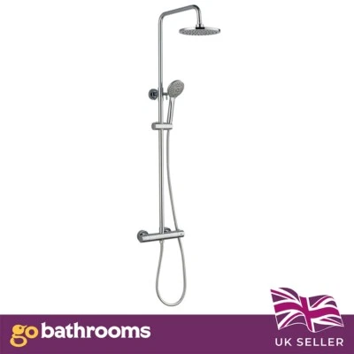 THE BATH PEOPLE Thermostatic Shower Round Anti-Twist Hose Adjustable Height Chrome Shower ABS