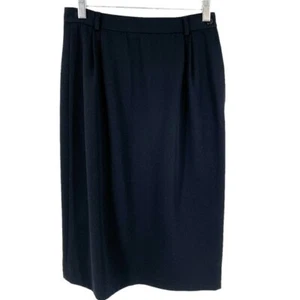 Valentino Vintage Black 100% Wool Side Zip Career Classic Pencil Skirt Women's 6 - Picture 1 of 9