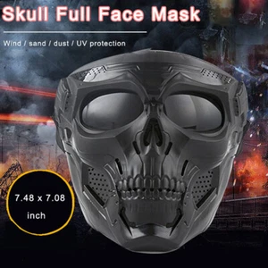 Outdoor Airsoft Paintball Tactical Full Face Protection Skull Mask Moto Goggles - Picture 1 of 12