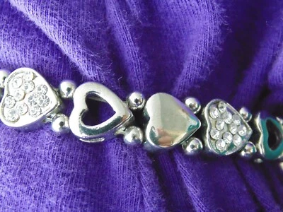 Pulsera Cookie Lee Love CORAZÓN Tono Plata Cristal Estrás Corazones Multi Forma Foto 1 de 4