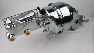 Mopar power brake booster master cylinder chrome 1 1/16 bore A B E body Cuda - Foto 1 di 8