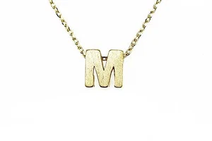 Vergoldete Mini Initiale "M" Anhänger Charm Halskette matt/gebürstete Oberfläche - Bild 1 von 3