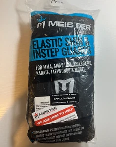 Meister Elastic Shin & Instep Guards for MMA, Karate, Taekwondo...Black Size S/M - Picture 1 of 11