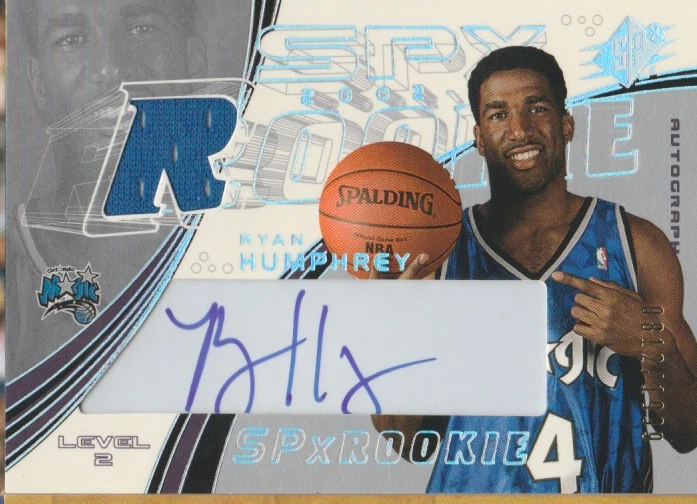 Ryan Humphrey 2002 UD SPx rookie RC autograph auto card 117 /1990 - Image 1 of 2