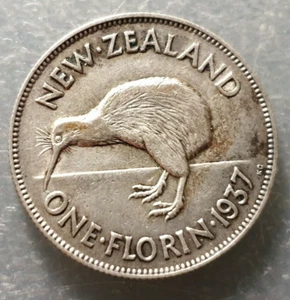 NEW ZEALAND NUEVA ZELANDA GEORGE VI 1 FLORIN 1937 KIWI MBC - Imagen 1 de 2