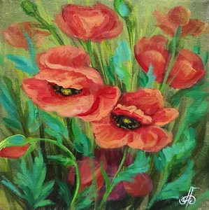Original handbemalte Blumen signiert Wandbild Wohndeko Geschenk ukrainischer Künstler - Bild 1 von 22