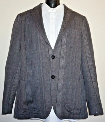 ETRO New Jersey Brown Herringbone 2 Button Cotton Blend Jacket Blazer US 38R - Image 1 of 4