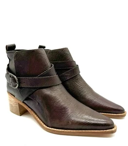 Botas Free People 37.5 7 NUEVAS Marrón Piel de Serpiente Hebilla Occidental Punta Tobillo - Imagen 1 de 10