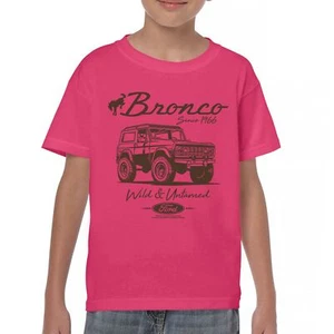 Ford Bronco Wild and Untamed Since 1966 Youth T-shirt Retro Off Road 4x4 Kids - Picture 1 of 36