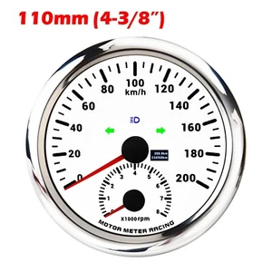 W PRO 110mm GPS Speedometer &Tachometer 200 KMH Turn Signal High Beam Waterproof - Picture 1 of 10