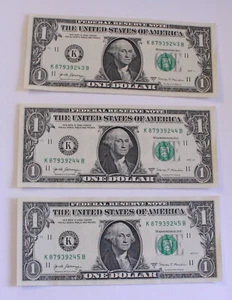 US 2017 $1 Bill Consecutive Notes - Picture 1 of 2