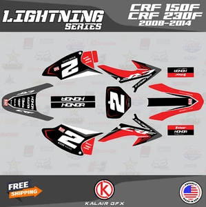 Graphics Kit for HONDA CRF150F CRF230F (2008-2014) Lightning-Red - Picture 1 of 4