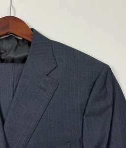 Traje CANALI 13290 Gris con Rayas Azul Claro Dos Botones Talla 44 L #270 - Imagen 1 de 12
