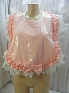 sissy adult baby pvcBABY PINK AND LACE bib LARGE ABDL - Picture 1 of 5