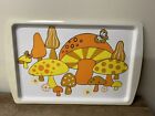 1970s Mushroom Party Tray Ivory Brown Orange Yellow Butterfly Vintage Retro